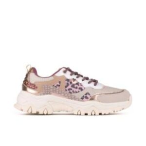 Yumas zapatilla de mujer, calzado casual de mujer tonos dorado, cebra rosa.