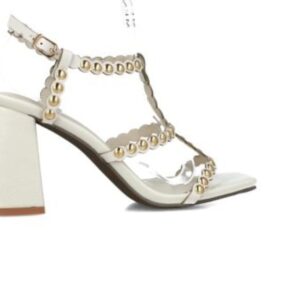 Zapato de vestir blanco taco alto mujer, calzado de mujer.