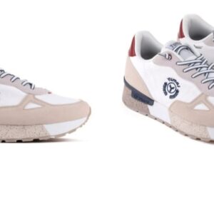 Zapatilla casual beige, rojo, blanco.