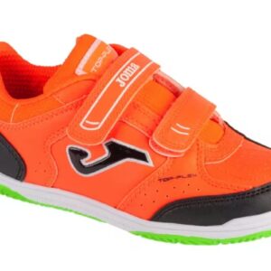 Zapatillas deportivas sin cordón con velcro naranja negro.