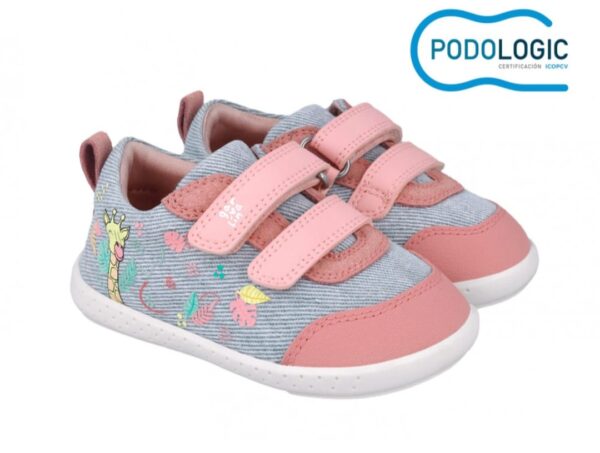 Zapatos jeans vaquero con dibujos, rosa y rosa palo.