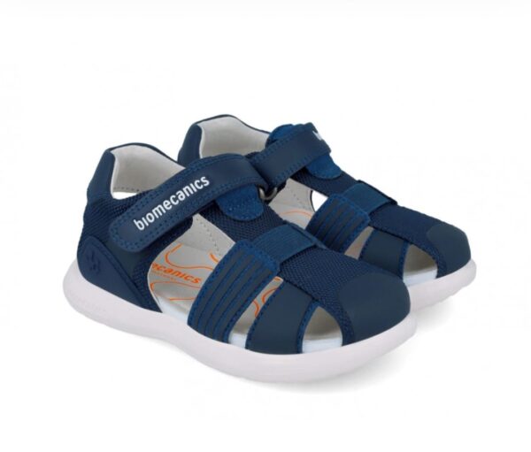 Zapato de tira con velcro, azul.